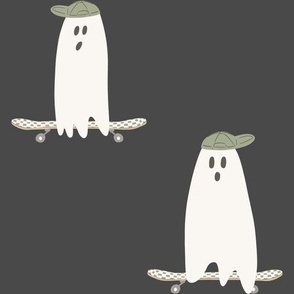 large cool halloween skateboarding ghosts on charcoal black