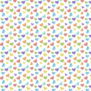 Small Scattered Watercolor Rainbow Hearts
