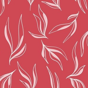 1930s Inspired Soft Flowing Leaves in Pink and Retro Cherry Red.