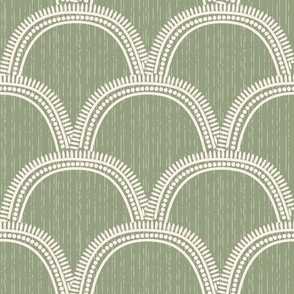 Textured Scallops Wallpaper in olive green - bedding, fabric