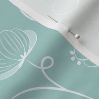 (L)Summer Floral, Eggshell Blue, Large Scale