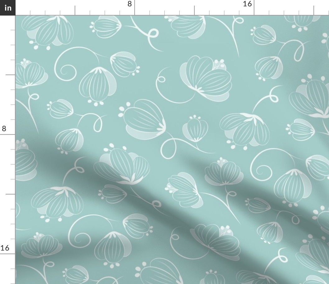 (L)Summer Floral, Eggshell Blue, Large Scale