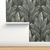 Elegant Rainforest Leaves - in dark, textured olive green