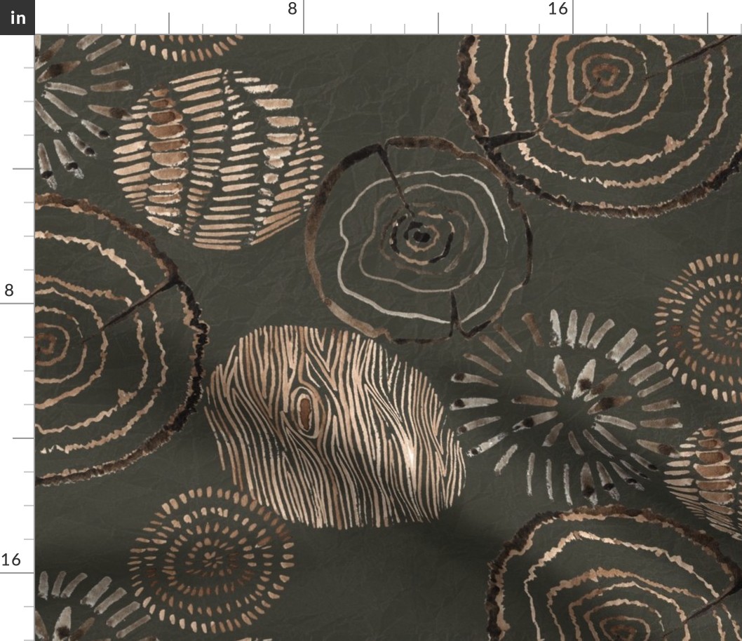 Woodland Whispers | Abstract | Turned Wood & Bark Textures | Tonal & Textured Wallpaper | Earth Tones | Large Scale