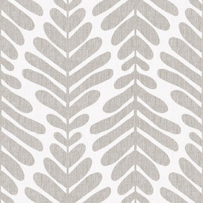 Hand drawn vine with leaves wavy lines with neutral beige color palette