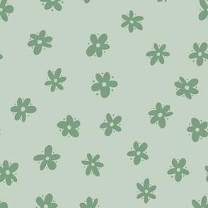 Vintage Inspired Floral Pattern in Shades of Green.