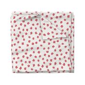 Vintage Inspired Floral Pattern in Retro Cherry Red and Ivory.