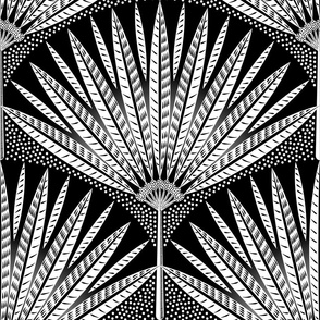 Black and white palm leaves