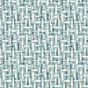 roughly woven textured wallpaper - dusty teal-blue-gray, cream white, gray - medium scale