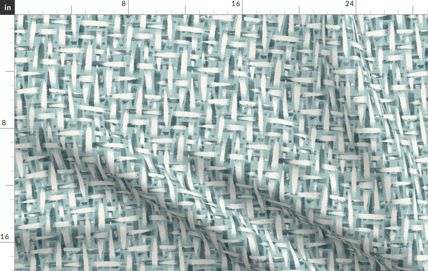 roughly woven textured wallpaper - dusty teal-blue-gray, cream white, gray - medium scale