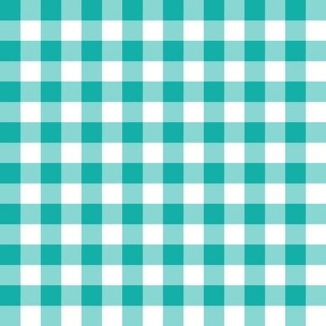 Gingham lagoon blue green, turquoise half inch vichy checks, country, cottage core, plaid, traditional