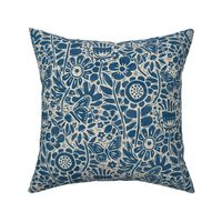 Block Print Butterfly Garden in Blue – Medium Scale