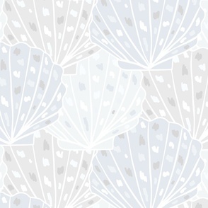 Blue, White and Grey Monochrome Abstract Scallop Shell 