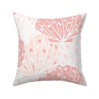 Pink and White Monochrome Abstract Scallop Shell 