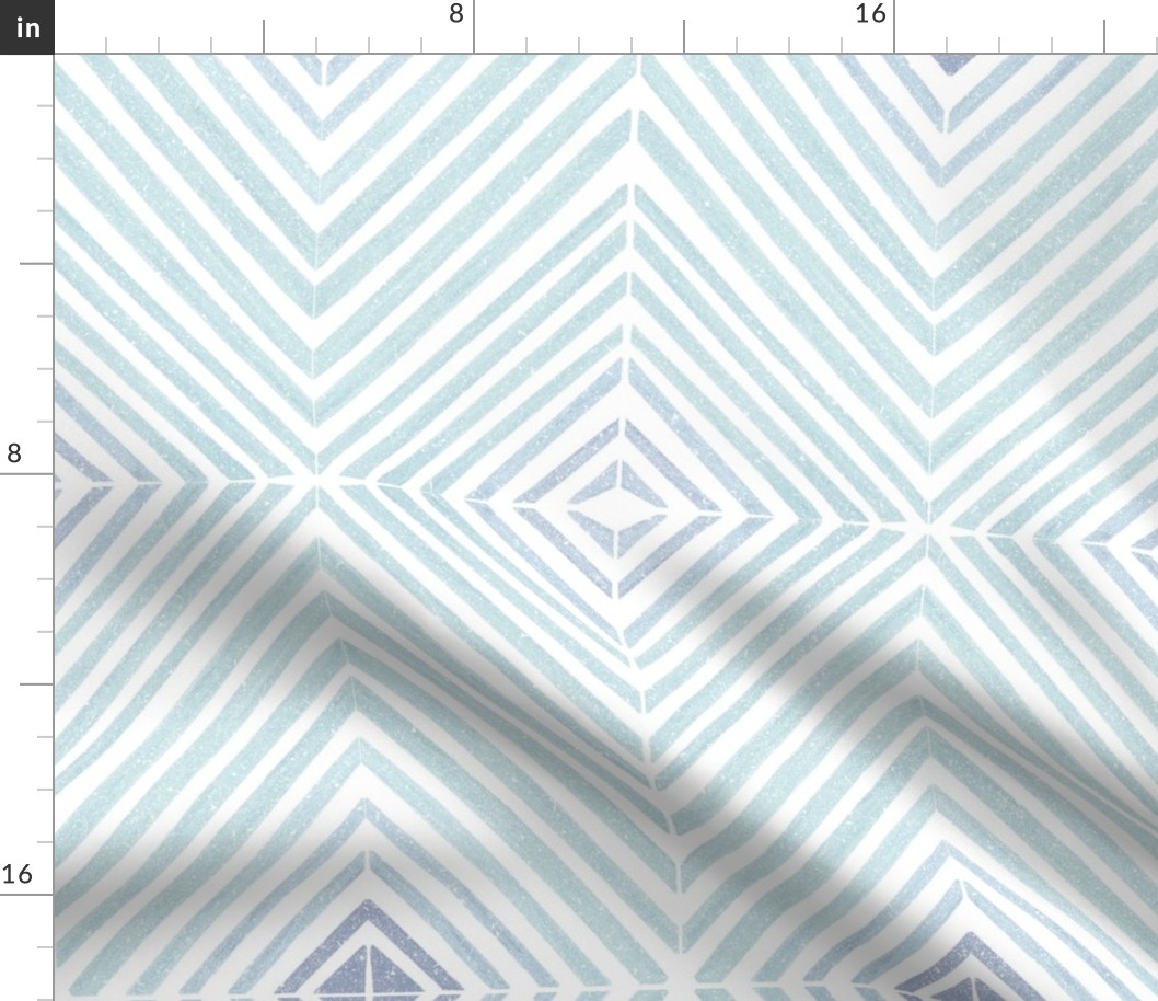 Large Scale Textured Bohemian Geometric Gradient Tile - aqua blue
