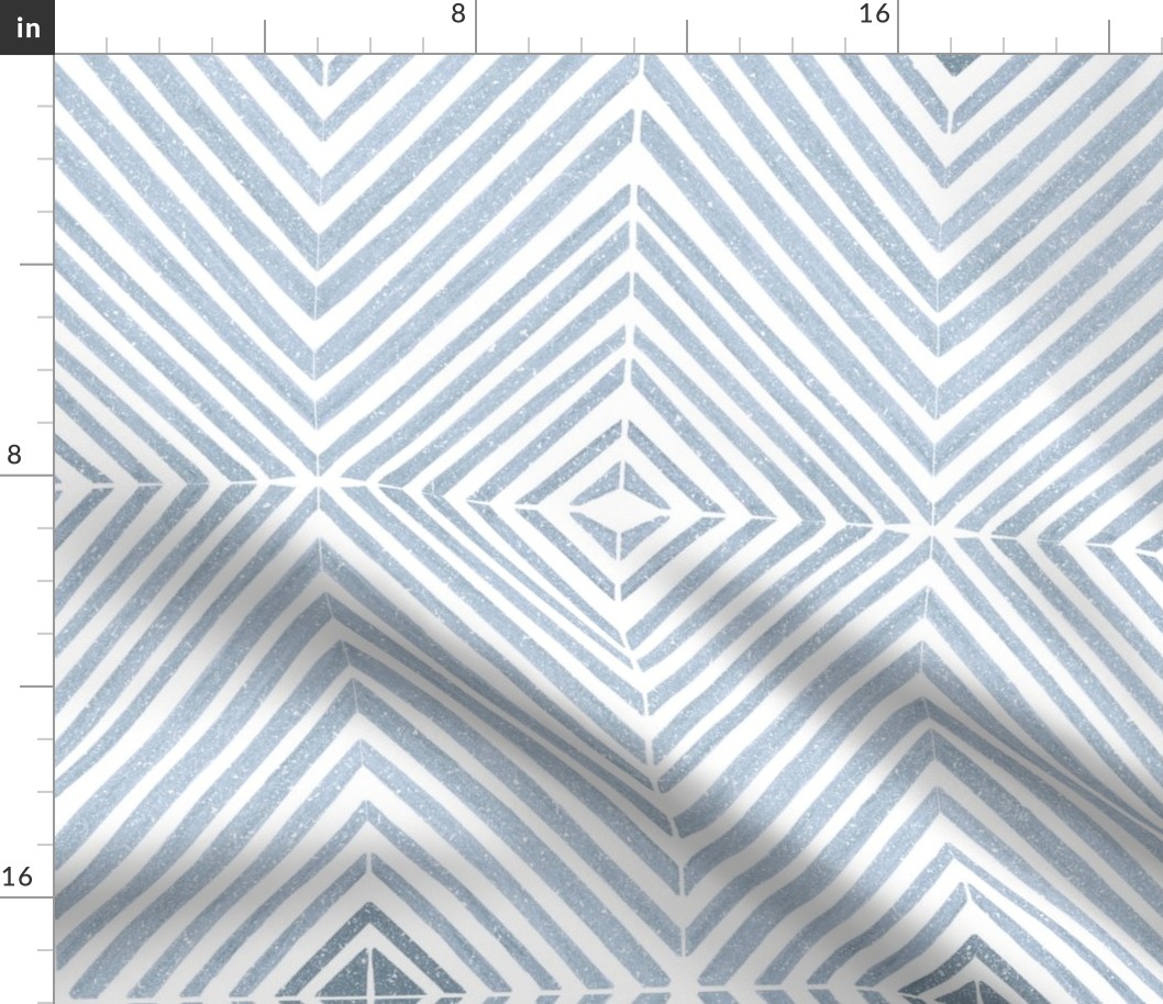 Large Scale Textured Bohemian Geometric Gradient Tile -denim blue