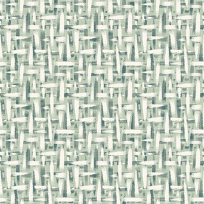 roughly woven textured wallpaper - pastel green-gray, cream white, gray - medium scale