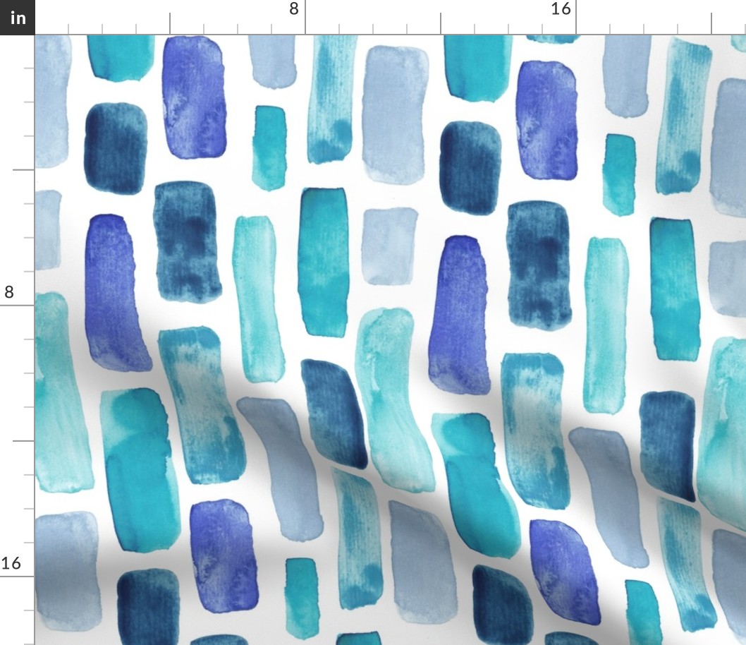 Watercolor blocks in demin blue. Whimsical design from Anine Atelier