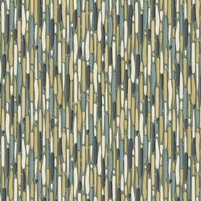 Abstract Lines and Stripes With Texture in Gold Green Cream and Grey on Sage Green  - Medium