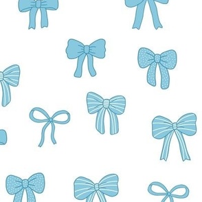 Girly Bows blue on white loose