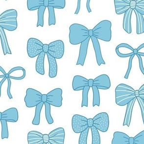 Girly Bows Blue on White