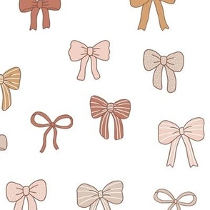 Girly Bows brown on white Loose