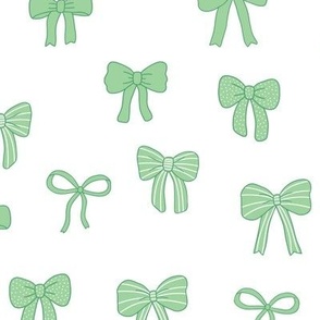 Girly Bows green on white loose