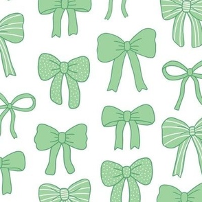 Girly Bows green on white
