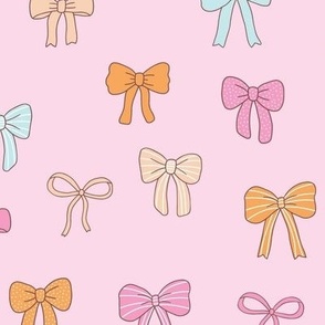 Girly Bows pink orange blue on pink Loose