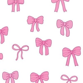 Girly Bows pink on white Loose