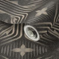 Interweaving lines textured elegant geometric with hexagons and diamonds - moody warm charcoal - large