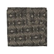 Interweaving lines textured elegant geometric with hexagons and diamonds - moody warm charcoal - large