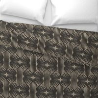 Interweaving lines textured elegant geometric with hexagons and diamonds - moody warm charcoal - large