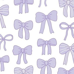 Girly Bows Lavender Purple on white
