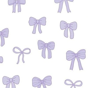 Girly Bows Lavender Purple on white Loose