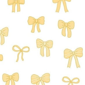 Girly Bows yellow on white Loose