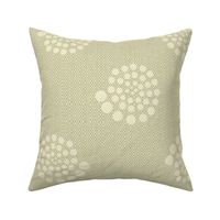 Textured and Tonal  Pale Ivory Spiral Dots on Khaki