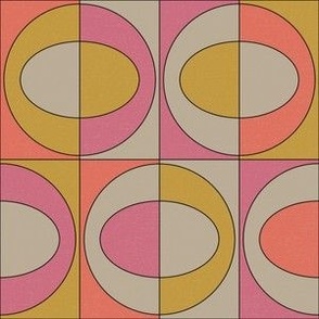 Mod Oval Tiles - pink orange yellow