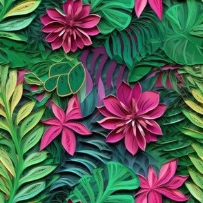 pink green tropical paper quilling
