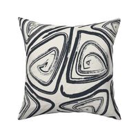 Big Monochrom Abstract Swirls Ivory Ink