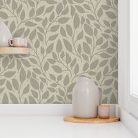24" Sage Green Leaves on Lt Green | Green Texture and Tonal | Vine