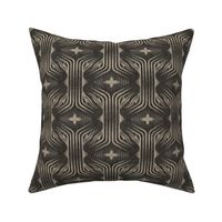 Interweaving lines textured elegant geometric with hexagons and diamonds - moody warm charcoal - medium