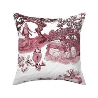 In the Company of Faeries - Toile Crimson on White