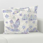 Textured Birds in Flight - Large Scale - Lilac Pastel Stars Clouds