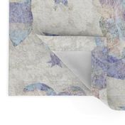 Textured Birds in Flight - Large Scale - Lilac Pastel Stars Clouds