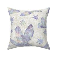 Textured Birds in Flight - Large Scale - Lilac Pastel Stars Clouds