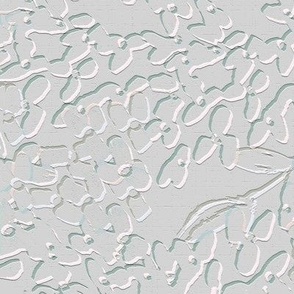 Floral Faux Plaster Texture Pattern // Cool White