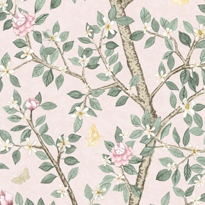 Custom Courtney Version 3 Pale Pink CLIMBING CITRUS GROVE with Peonies