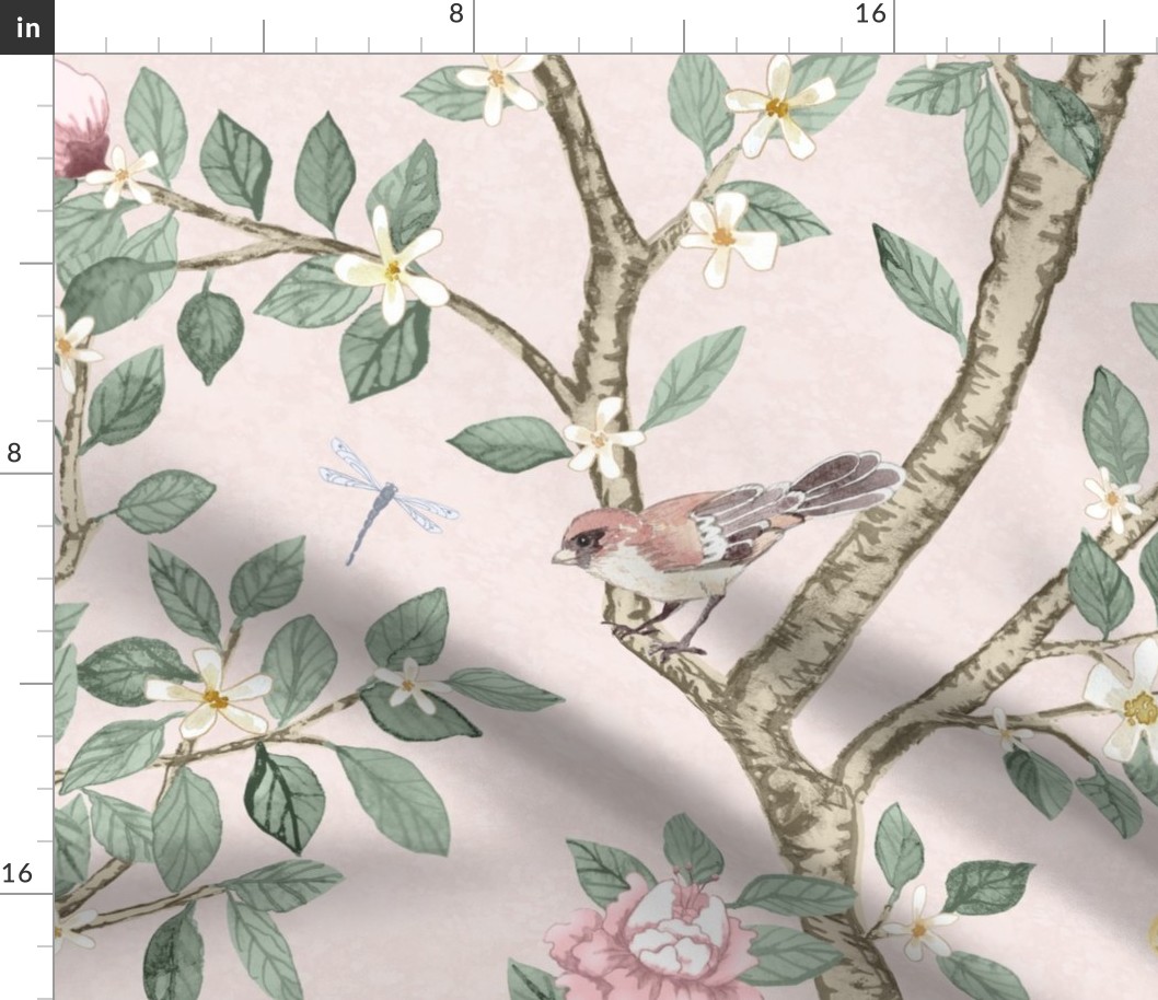 Custom Courtney Version 3 Pale Pink CLIMBING CITRUS GROVE with Peonies
