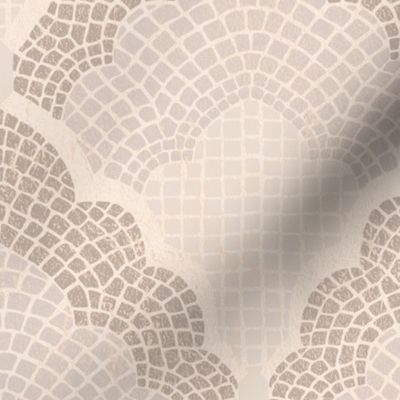 Art Deco Mosaic Scallop Neutral Beige (L)
